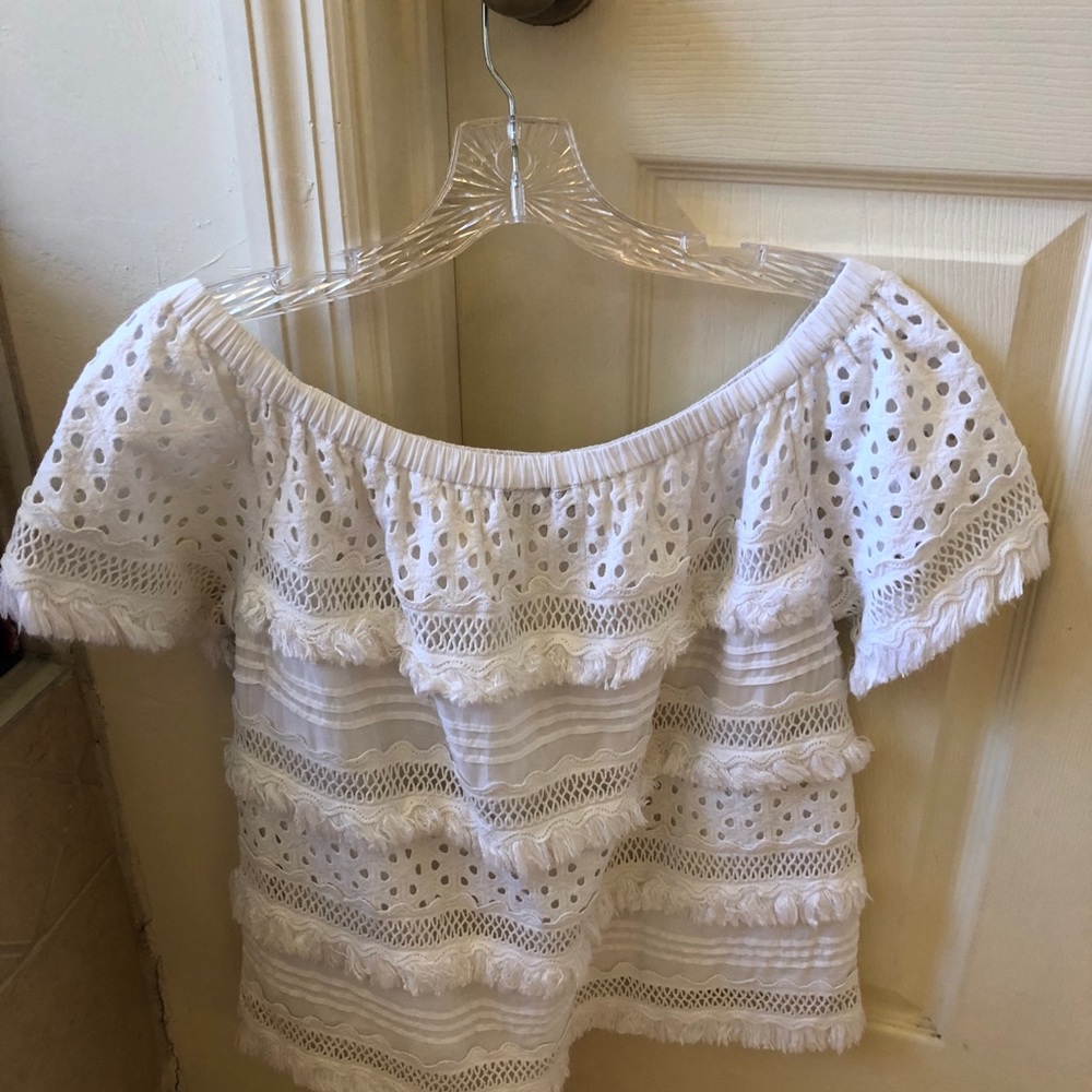 White Neiman Marcus off shoulder S